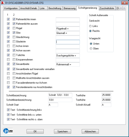 SYSCAD - Variable / Schnittgenerierung