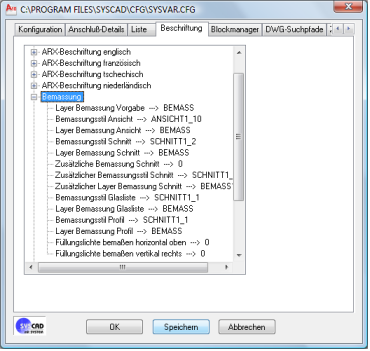 SYSCAD- Variable / Beschirftung